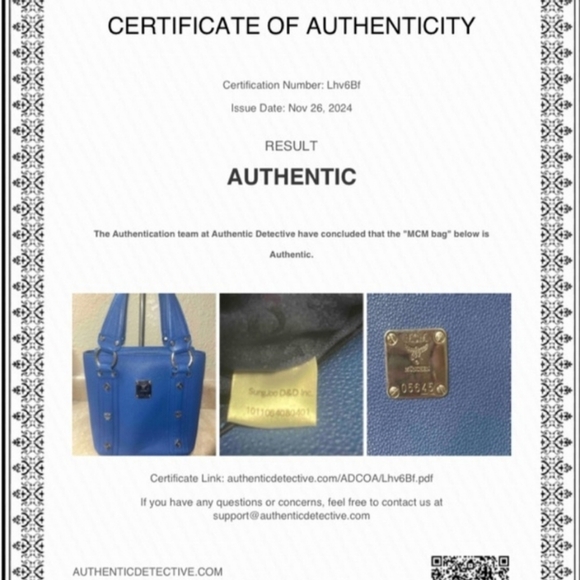 s-l400.jpg COA MCM Blue Leather Handbag